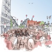 Artist impression of Cowley Road Carnival in 2050