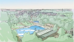Artist impression of Hinksey Outdoor Pool in 2050