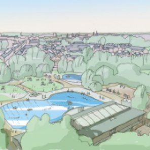 Artist impression of Hinksey Outdoor Pool in 2050